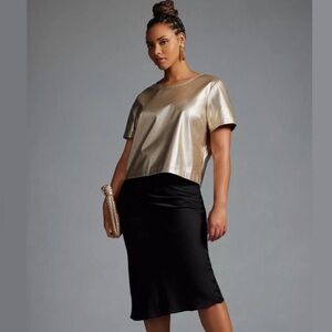 Porridge Collin faux leather Short Sleeve Top